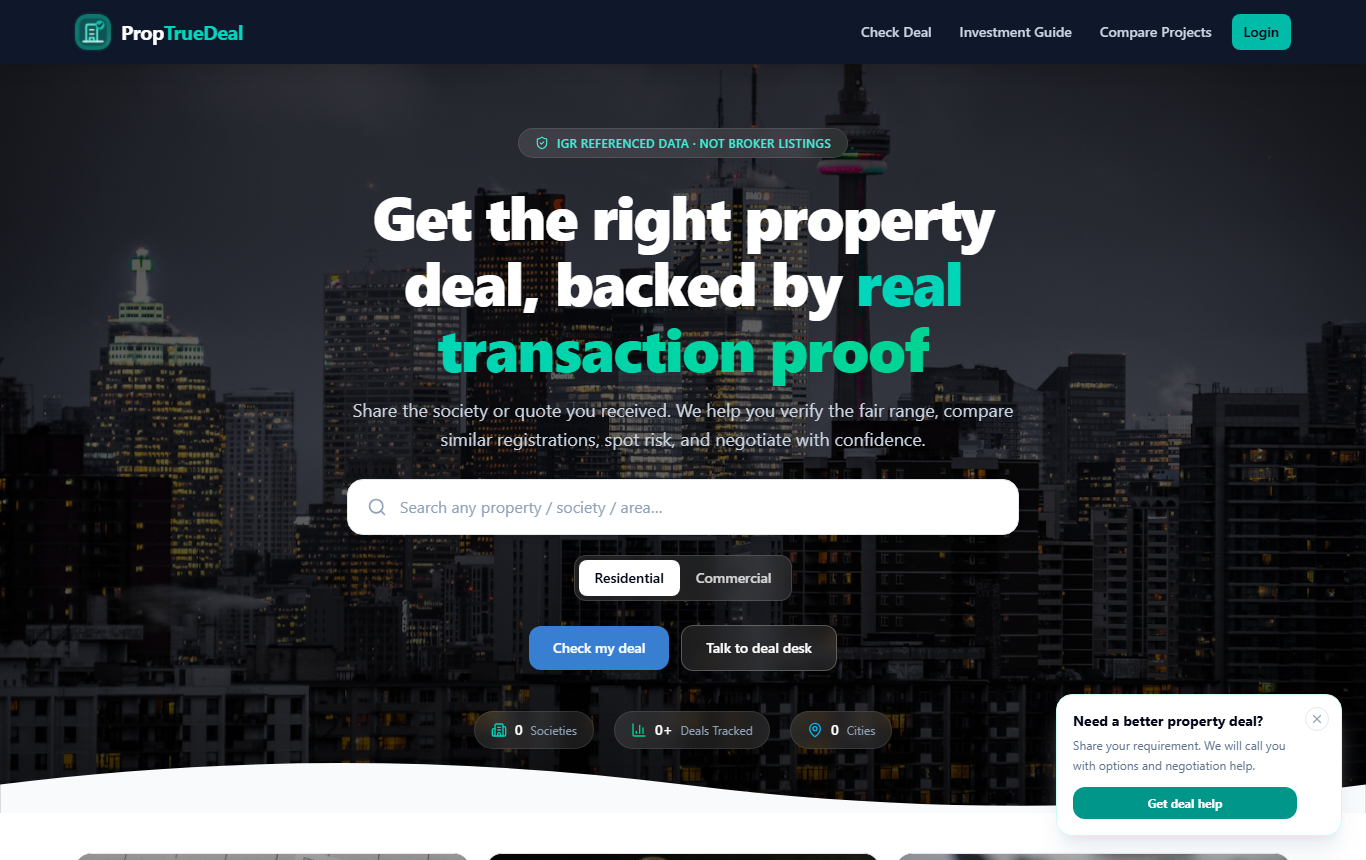 PropTrueDeal live marketplace